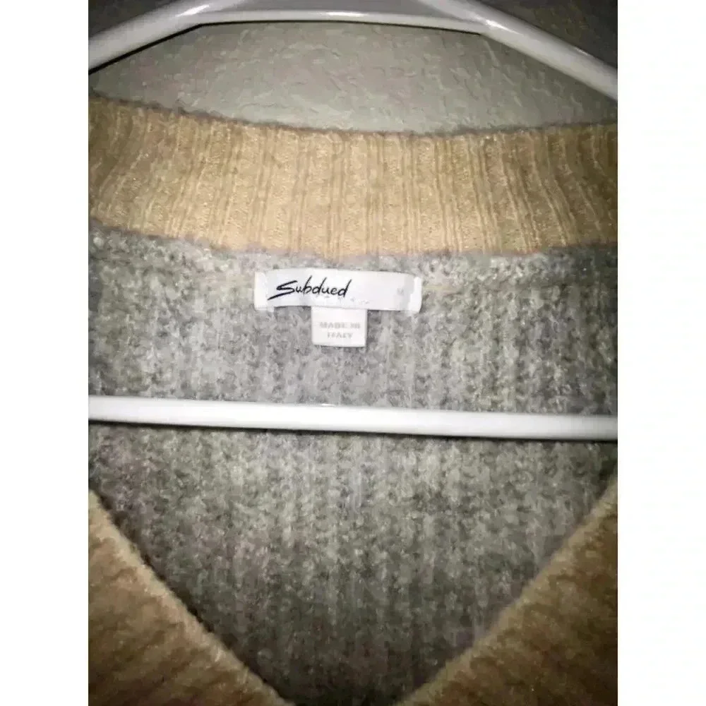 Subdued Womens Striped Colorblock Wool Vneck Sweater - Picture 3 of 6